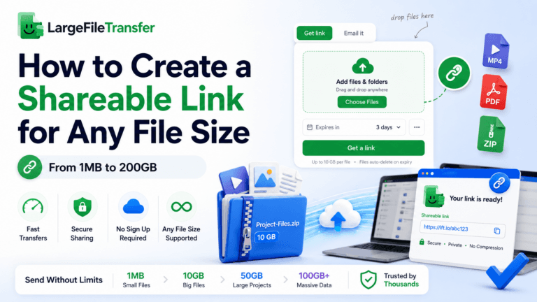 How to create link and share big size files