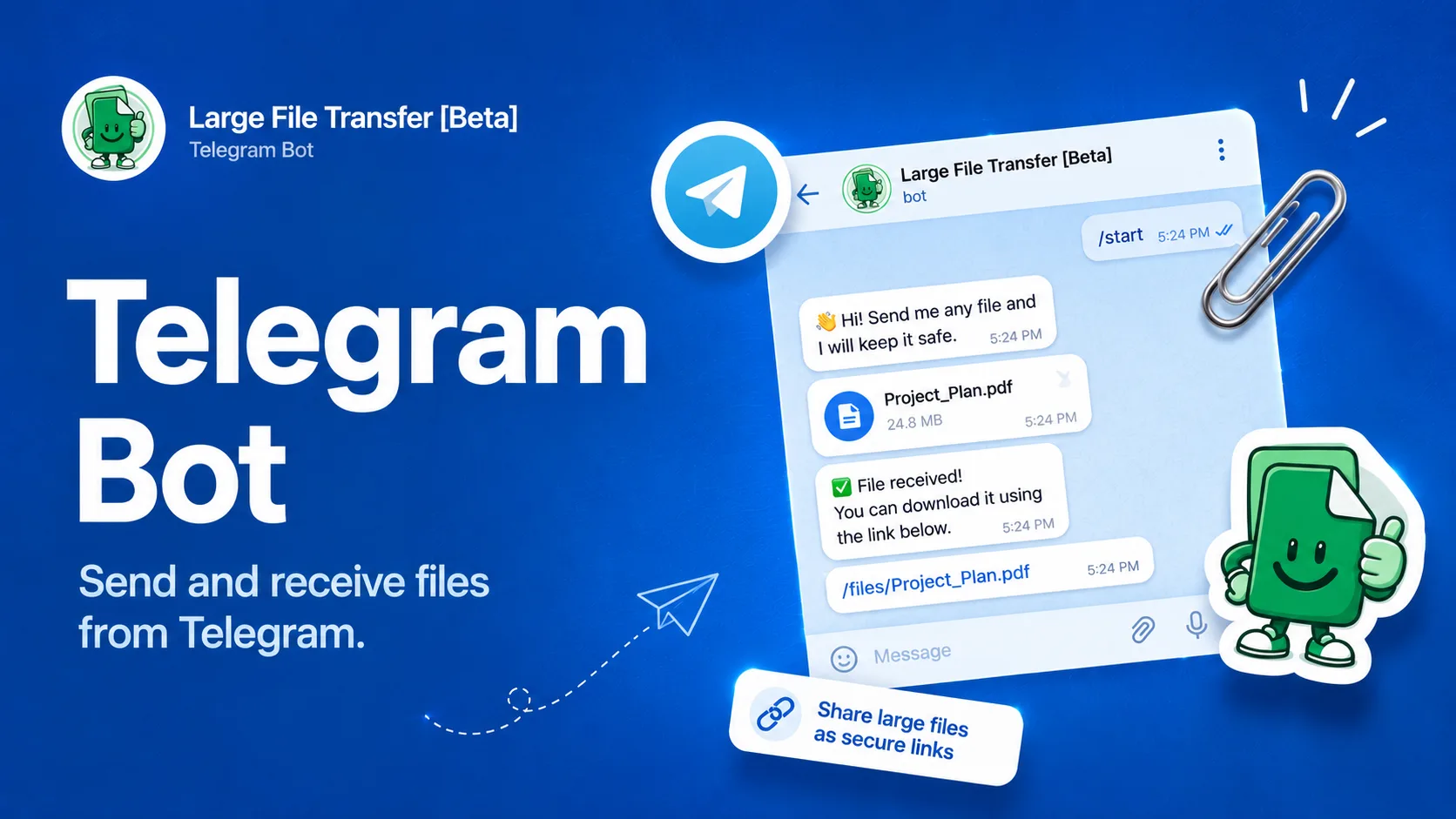 LargeFileTransfer Telegram-Bot – große Dateien aus Telegram senden und empfangen