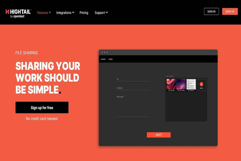 Hightail for large file sharing and creative review