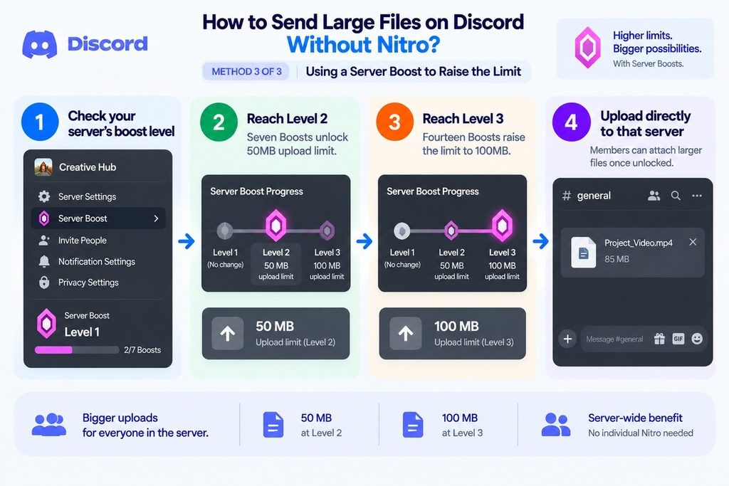Discord server boost increasing the file upload limit