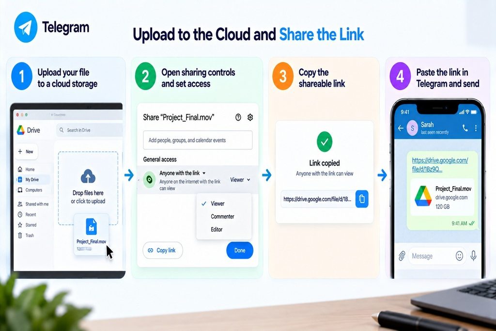 Send large files on Telegram as a document
