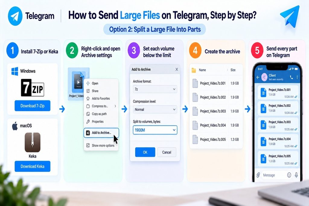 Send large files through Telegram with a file transfer bot