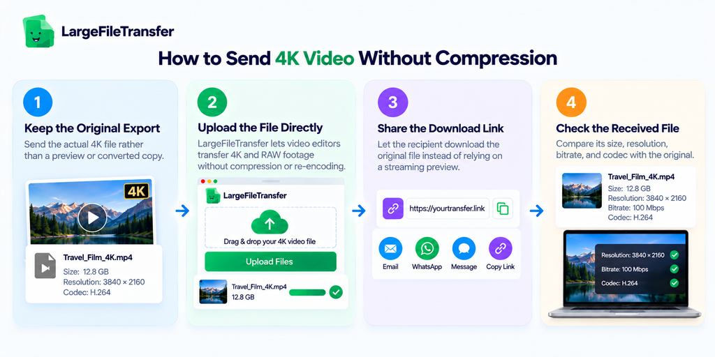 Before/after file comparison (bitrate, resolution, size)