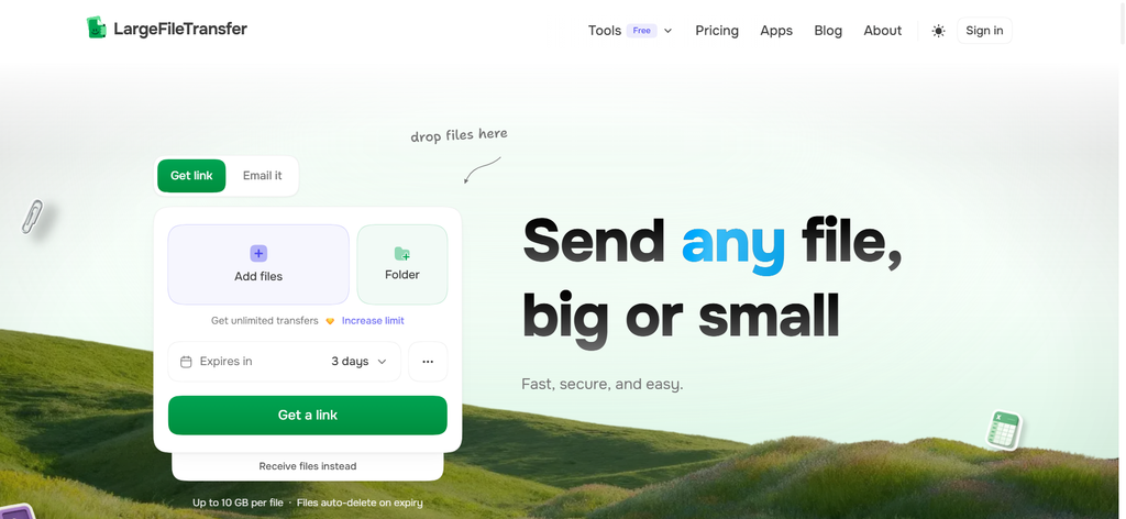 LargeFileTransfer for sending large creative files
