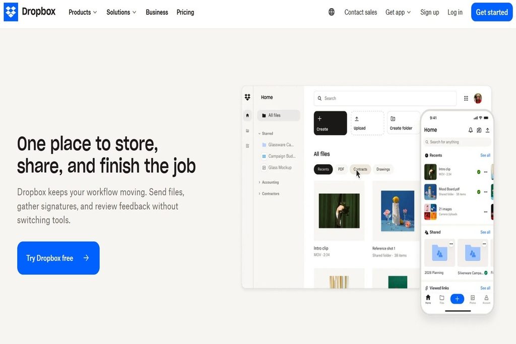 Dropbox for creative team file storage and sharing