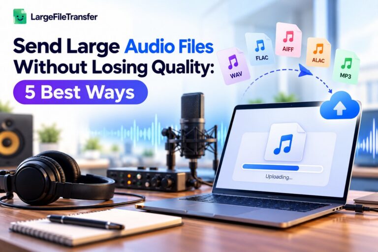 Send large audio files without losing quality: WAV, FLAC and MP3 files uploading to the cloud