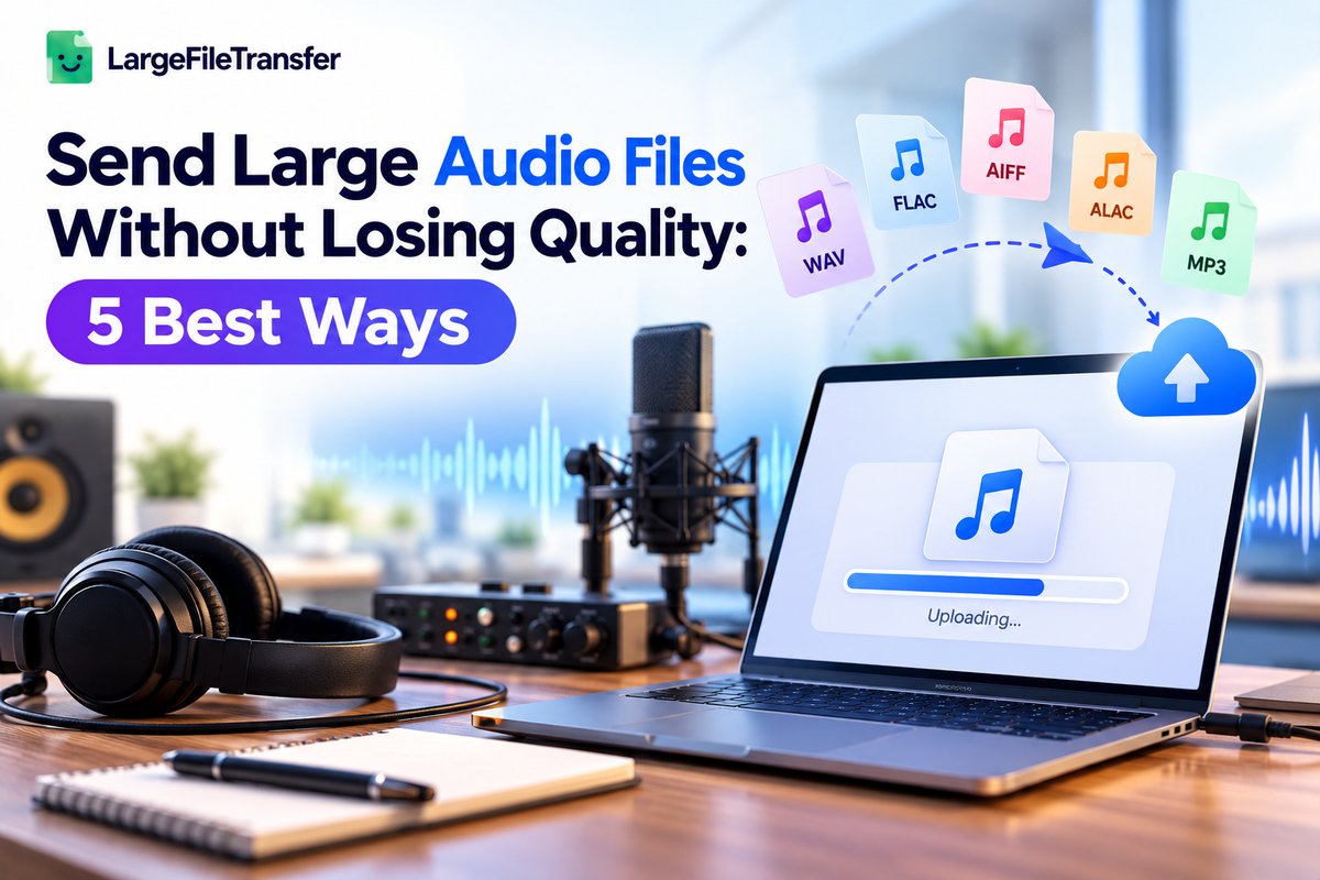 Send large audio files without losing quality: WAV, FLAC and MP3 files uploading to the cloud